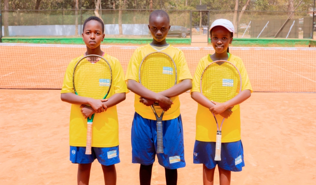 Tennis youngster Isabelle Akimanzi Kenkazi (R) is one of three girls representing Rwanda at the forthcoming East African Junior Team’s U-12 Championship slated for July 18-22, in Kampala. COURTESY