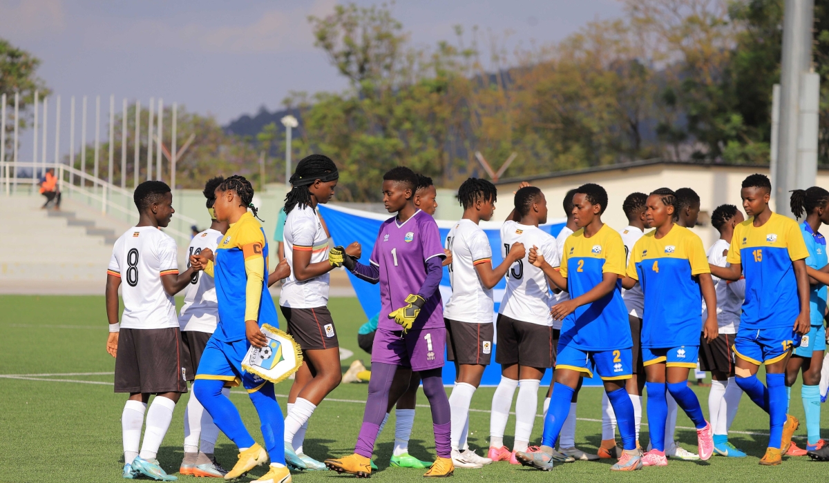 Rwanda women&#039;s football team players at the second leg match against Uganda on Sunday, July 16. COURTESY