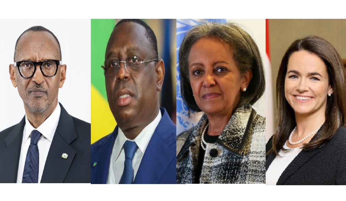 (L-R) Rwanda’s President Paul Kagame, Senegal’s Macky Sall, Ethiopia’s Sahle-Work Zewde and Hungary’s Katalin Novák. COURTESY