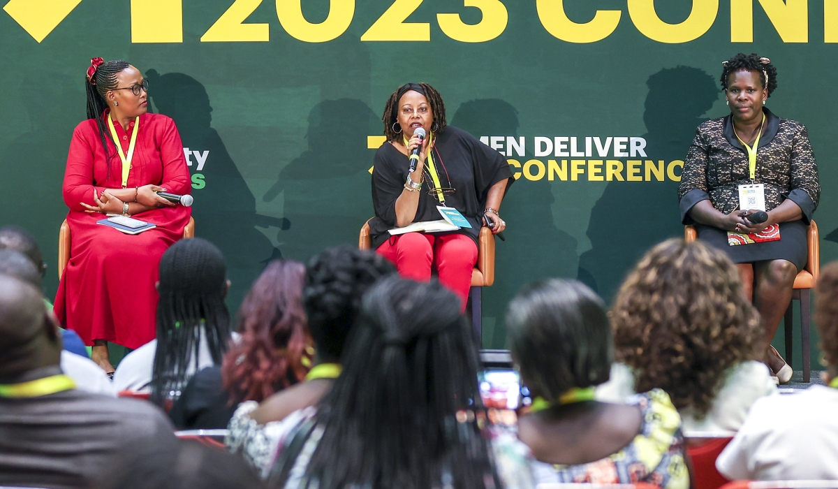 (L-R) Ritha Nyiratunga, a fellow at RWAMREC, Mary Balikungeri, Director and Founder of Rwanda Women&#039;s Network, Angela Agado, a senior technical advisor on GBV at Care International on a panel discussion on July 18. PHOTOS BY OLIVIER MUGWIZA