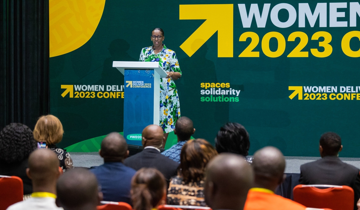 First Lady Jeannette Kagame delivers remarks during a  session themed “Increasing accessibility towards improved women’s health globally” , on Tuesday,  July 18. Courtesy