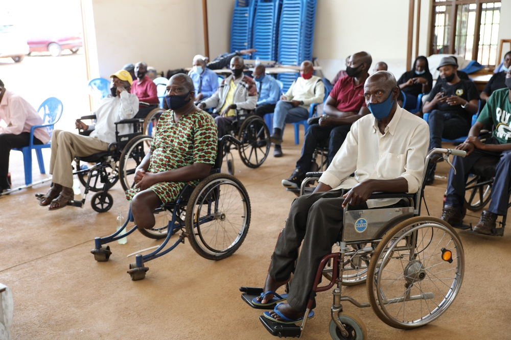People with disabilities during a meeting at Nyarugunga Sector. Senators are advocating for an expedited count and categorisation of people with disabilities to ensure adequate support for their unique requirement. CRAISH BAHIZI