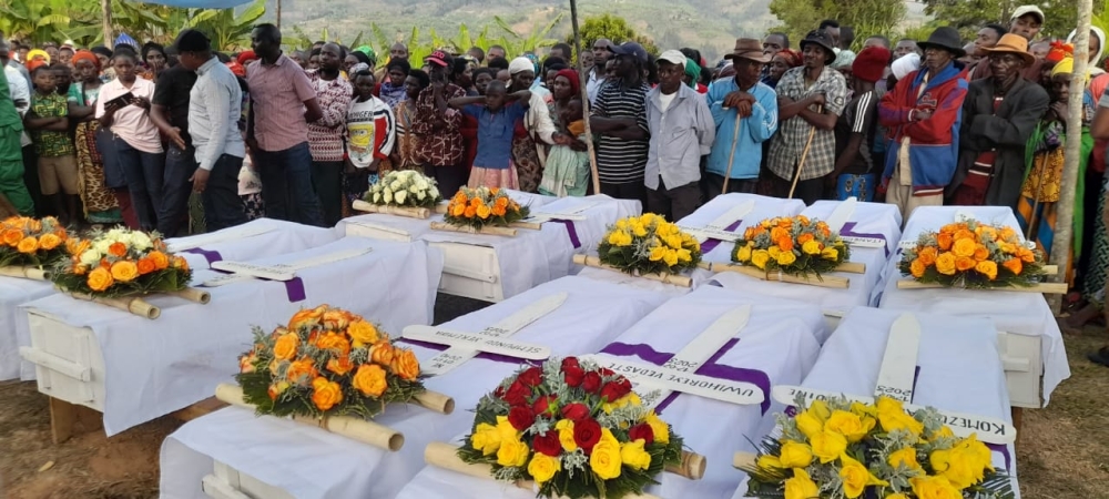 A burial event of ten  children who drowned in Nyabarongo River on July 17, as they were laid to rest on Wednesday, July 19