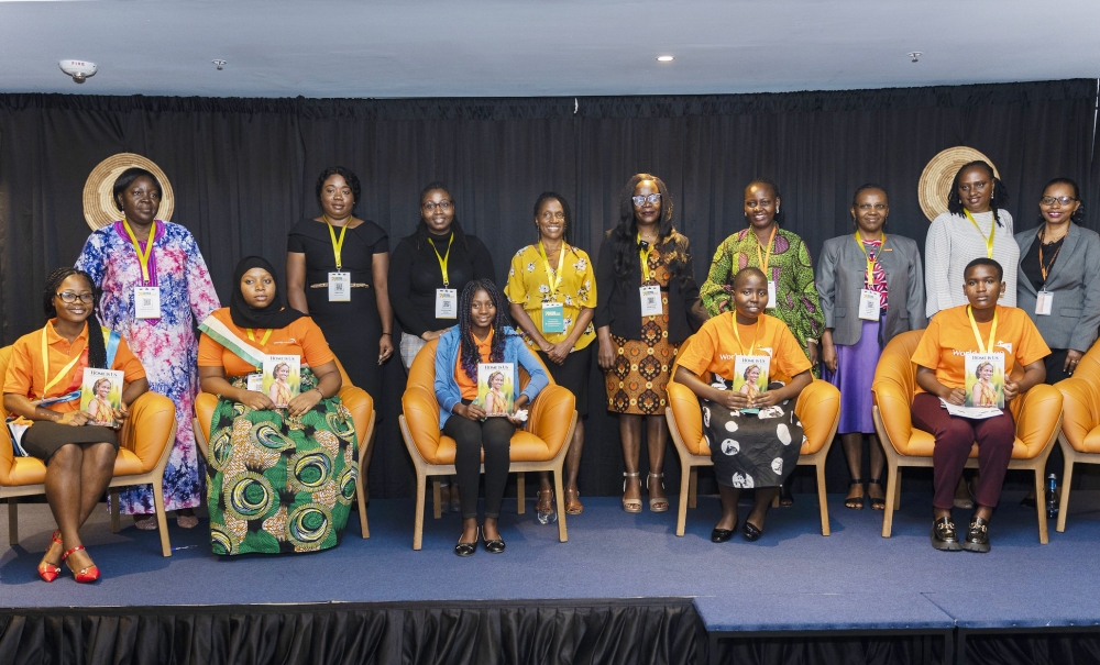 Delegates pose for a group photo at  a session dubbed “Girls’ Empowerment and Ending Violence against Children”, hosted by World Vision International on the sidelines of the Women Deliver Conference on July 19. All photos by Christianne