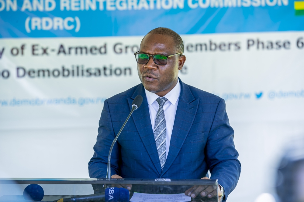 Minister of Local Government Jean Claude Musabyimana encouraged the forner combatants to use the skills and knowledge they got to build the country. Courtesy