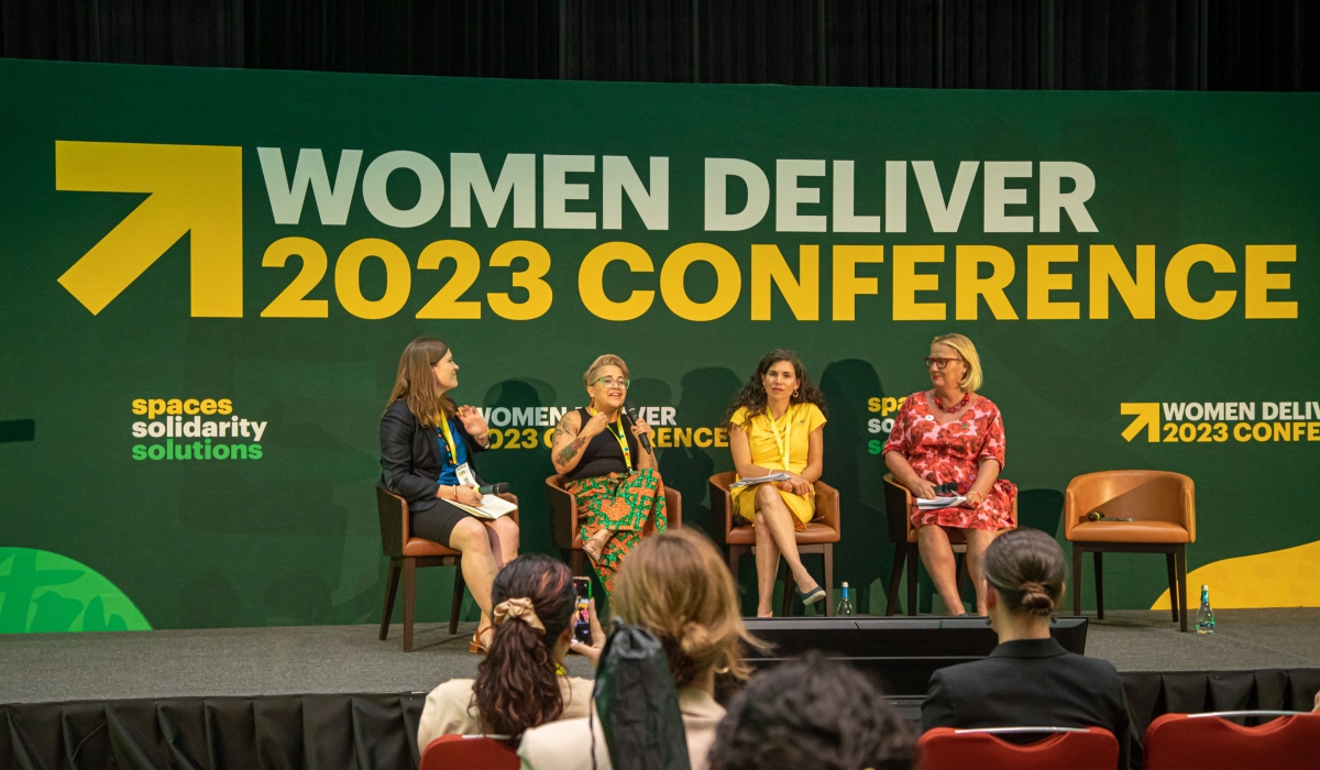 Panelists at a side event called “Menstrual Health and Hygiene Bloody Critical for Gender Equality.”  at the Kigali Convention Centre on July 18. Courtesy 