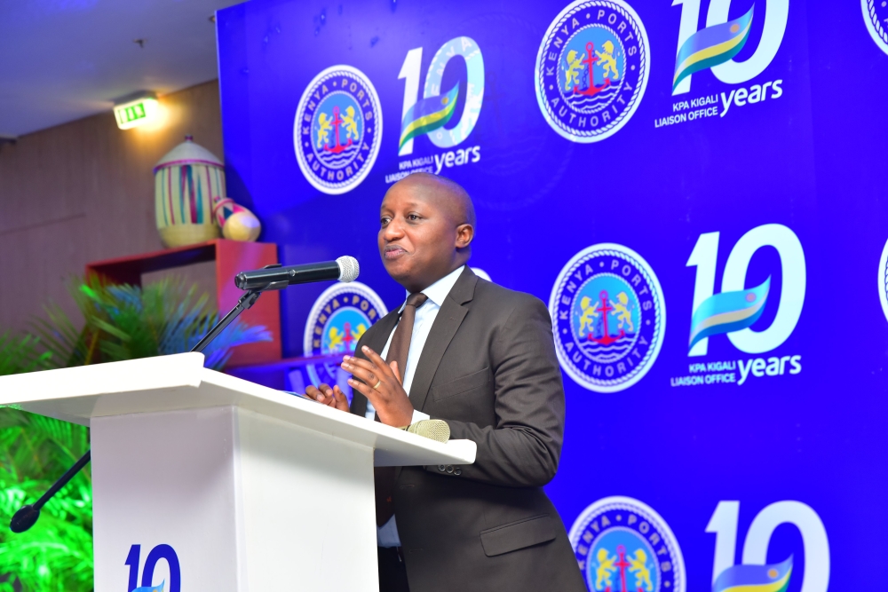 The Permanent Secretary in the Ministry of Infrastructure, Abiel Abimana speaks during the celebration of the 10th Anniversary of Kenya Port Authority's services in Rwanda. All photos by Dan Gatsinzi