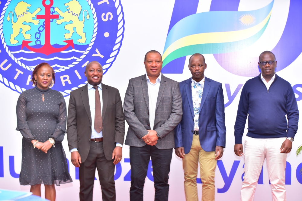 Kenya Port Authority’s Kigali liaison office, officers  pose for a photo during the celebration of the anniversary on July 21
