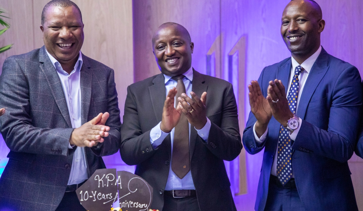 The Permanent Secretary in the Ministry of Infrastructure (C), and  Abiel Abimana Benjamin Tayari, Chairman of Kenya Port Authority (L) during the celebration of the 10th Anniversary of Kenya Port Authority&#039;s services in Rwanda in Kigali , on Friday, July 21.The 10th Anniversay marked KPA&#039;s efforts in supporting the implementation of a single customs territory, which has led to significant improvements in customs clearance.  All photos by Dan Gatsinzi