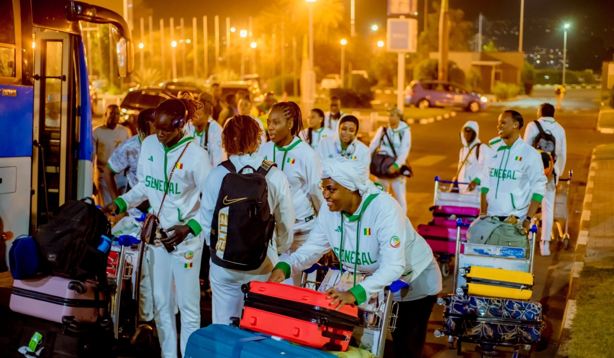 Senegal women&#039;s basketball team arrives at Kigali International Airport ahead of  2023 African women’s Basketball championship at BK Arena on Friday, July 28.