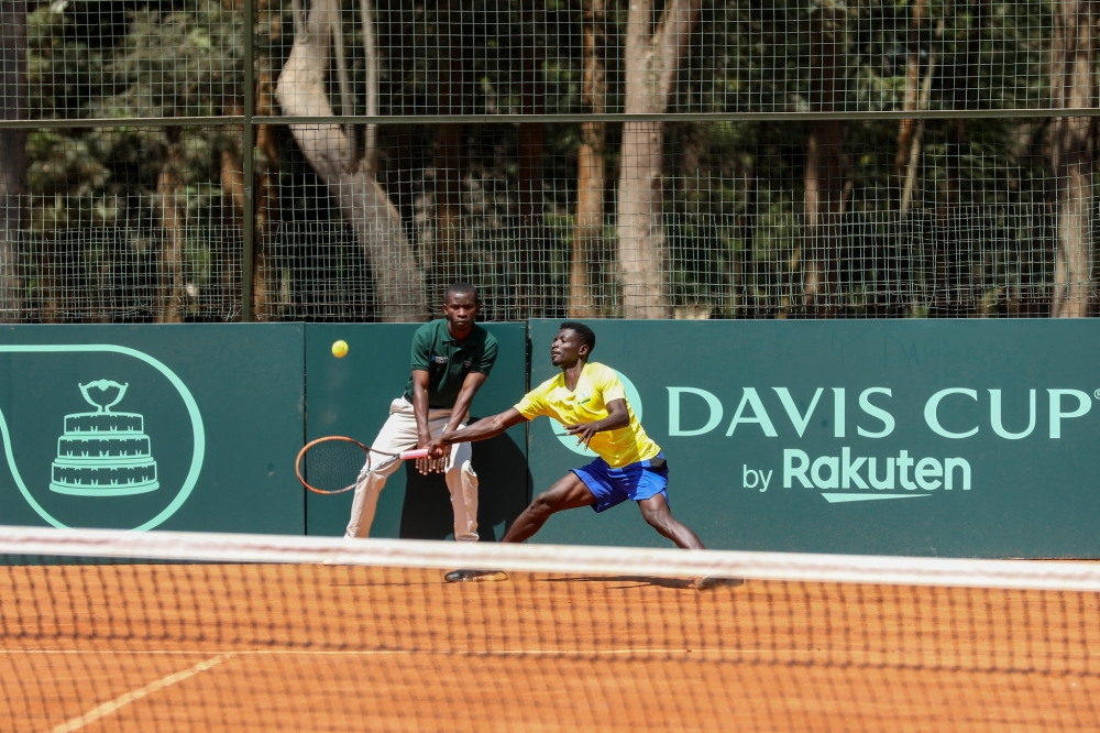 National team Tennis player Ernest Habiyambere in action during a past edition of Davis Cup in Kigali in June 2022. DAN NSENGIYUMVA