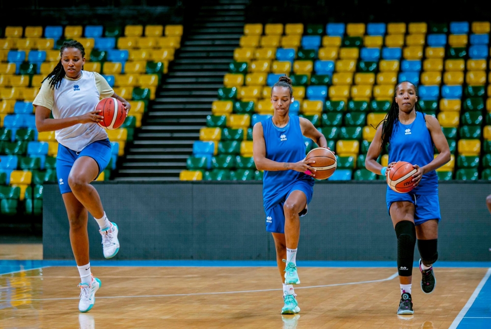 National women basketball team players during atraining session on July 20. Courtesy