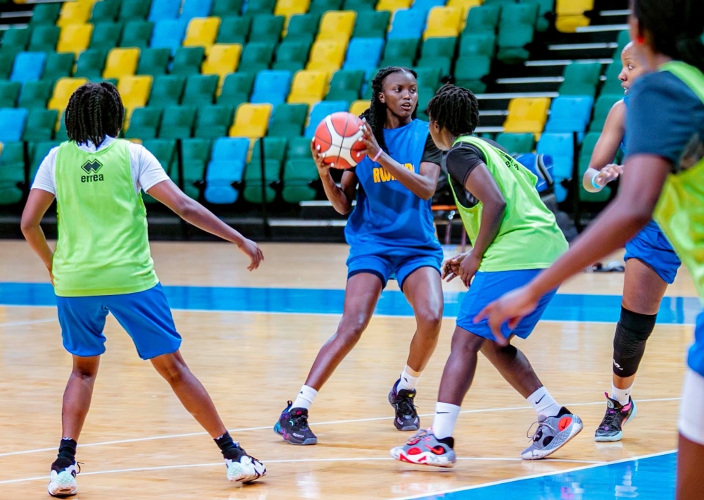 National women basketball team players during a training session on July 20 ahead of the 28th edition of the FIBA Women&#039;s Afrobasket tournament which tips off at BK Arena on Friday, July 28. Courtesy 
