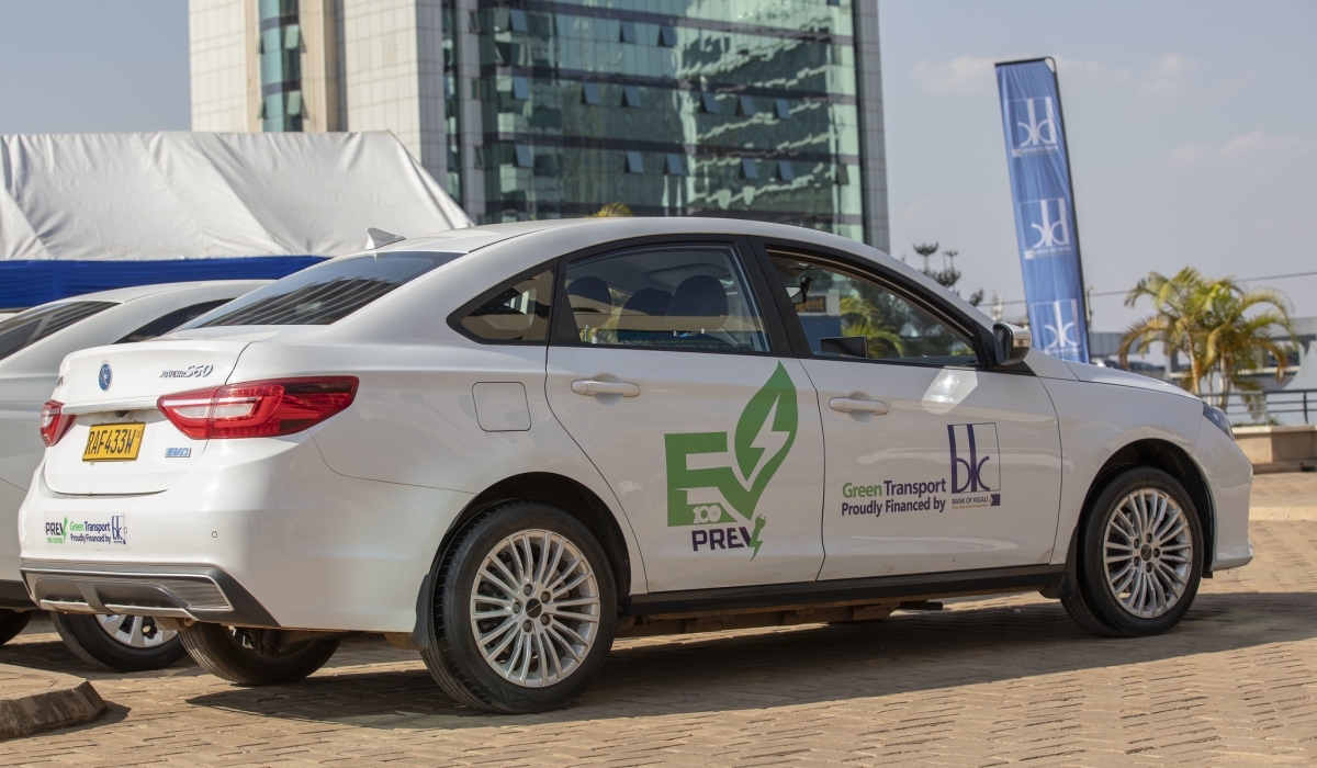 Some of the brand new e-car during the launch. The official launch of the green mobility partnership took place on July 21 at the banks’ premises. PHOTOS BY EMMANUEL DUSHIMIMANA