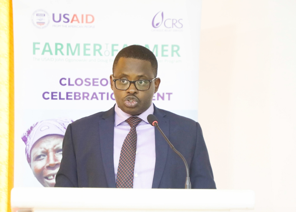 Olivier Kamana, the permanent secretary at the Ministry of Agriculture and animal resources speaks at the event on July 26 