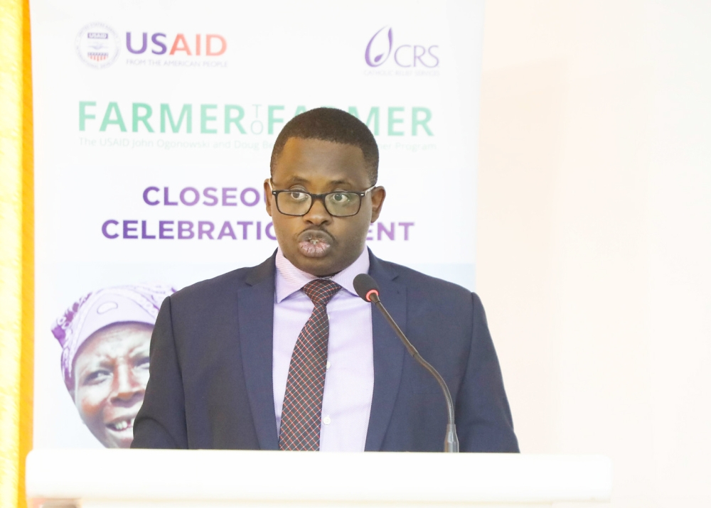 Olivier Kamana, the permanent secretary at the Ministry of Agriculture and animal resources speaks at the event on July 26 