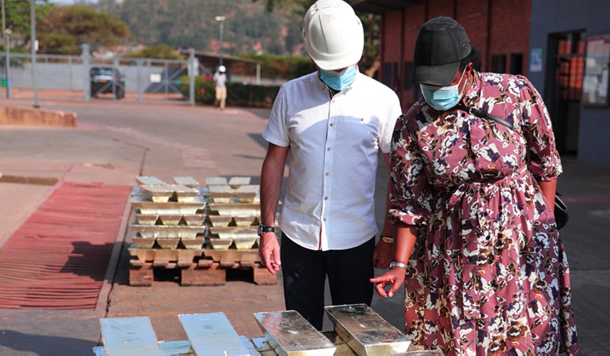 Rwanda Development Board CEO Clare Akamanzi  during a guided tour of LuNa Smelter, the sole producer and exporter of tin in both Eastern and Central Africa. Photos by Sam Ngendahimana