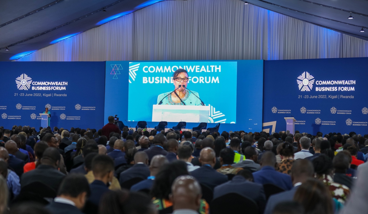 Delegates follow Commonwealth Secretary General Patricia Scotland&#039;s remarks during the  Commonwealth meeting in Kigali in June 2022. Craish Bahizi