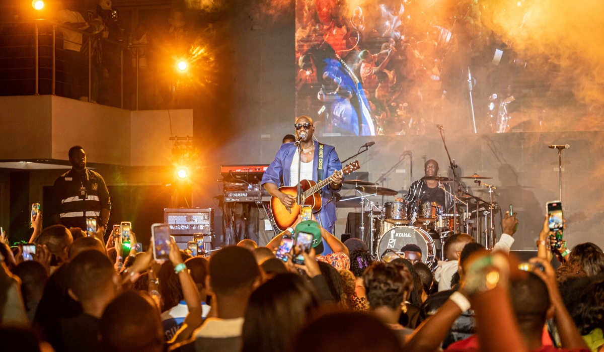 Kenyan singer and former Sauti Sol member, Bien-Aimé Baraza during his solo performance in Kigali on July 28. All photos by Willy Mucyo