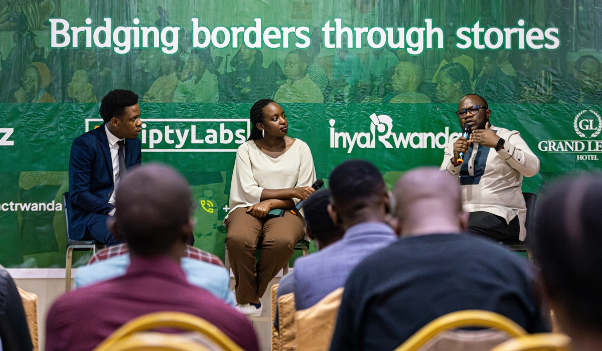 Renowned international journalist Eugene Anangwe speaking during the event.