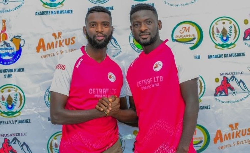 Bertrand Iradukunda (left) and Ghana’s Mohammed Sulley (right) are the two new strikers whom Musanze have signed. Photo: Courtesy.