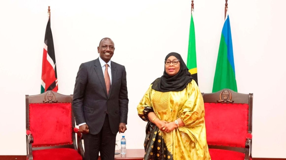 President William Ruto and President Samia Suluhu Hassan pose for a photo during the official opening of the Africa Heads of State Human Capital Summit in Dar es Salaam. Courtesy
