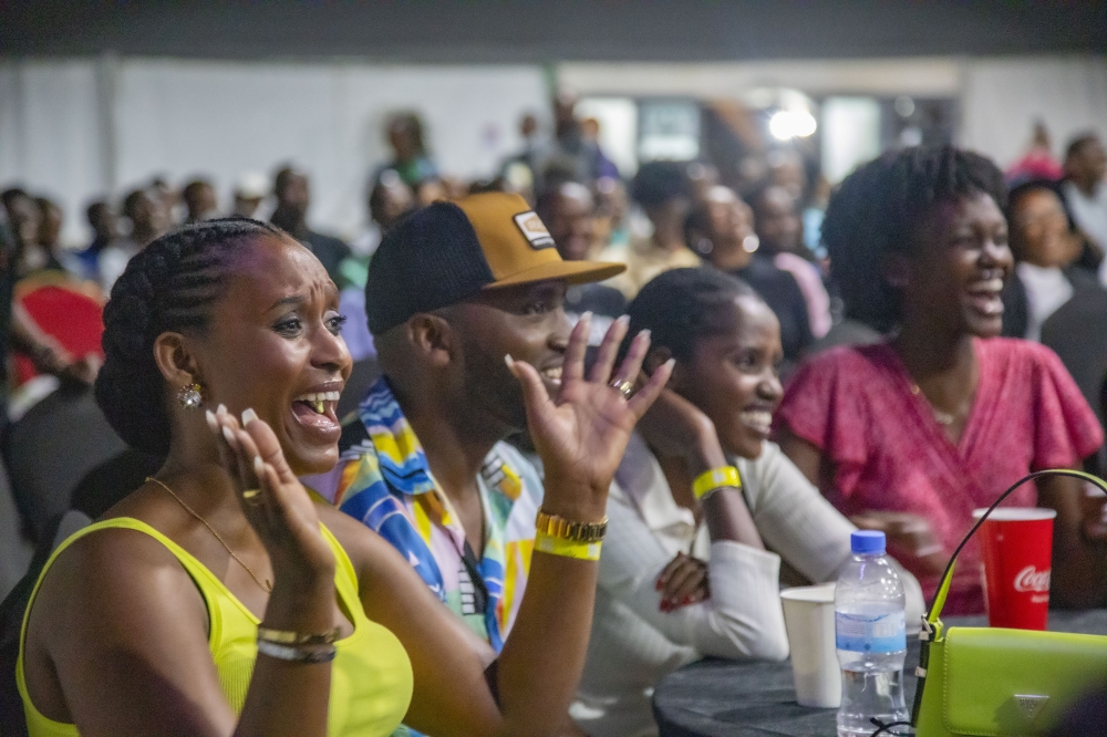 Revelers at Seka Live, where comedians cracked jokes during the monthly comedy show at former Camp Kigali on Sunday, July 30. All photos by Emmanuel Dushimimana