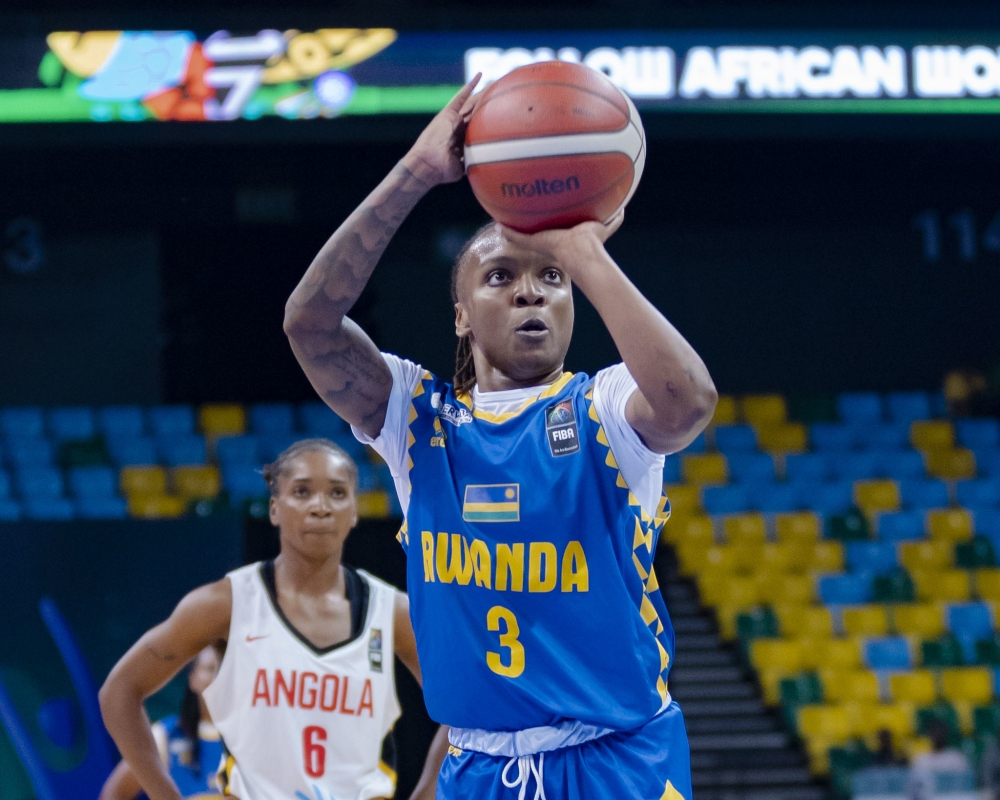 .Rwanda&#039;s point guard, Destiney Promise Philoxy, in action during Sunday&#039;s game against Angola. Rwanda will face the winner of the Uganda vs DR Congo game. Photo by Christianne Murengerantwari