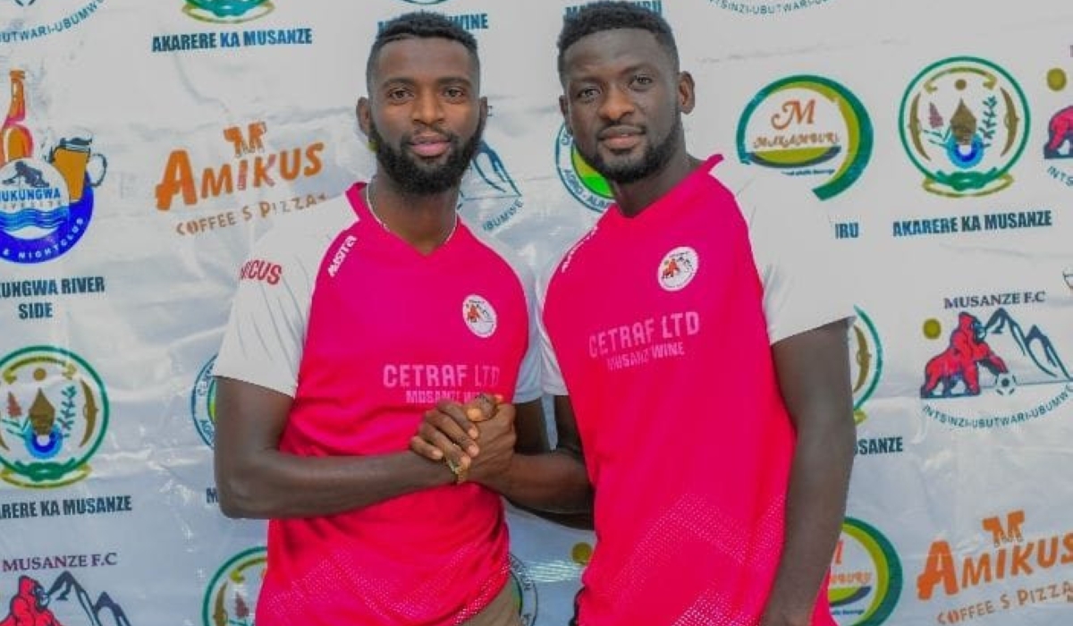 Bertrand Iradukunda (left) and Ghana’s Mohammed Sulley (right) are the two new strikers whom Musanze have signed. Photo: Courtesy.