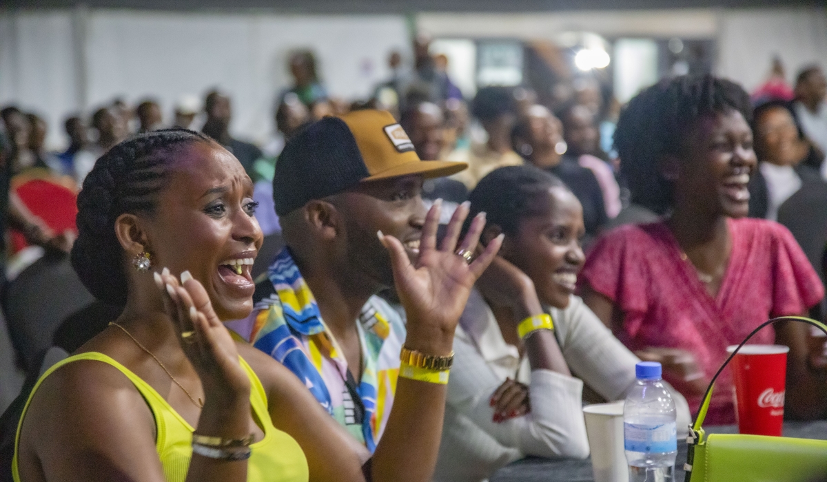 Revelers at Seka Live, where comedians cracked jokes during the monthly comedy show at former Camp Kigali on Sunday, July 30. All photos by Emmanuel Dushimimana