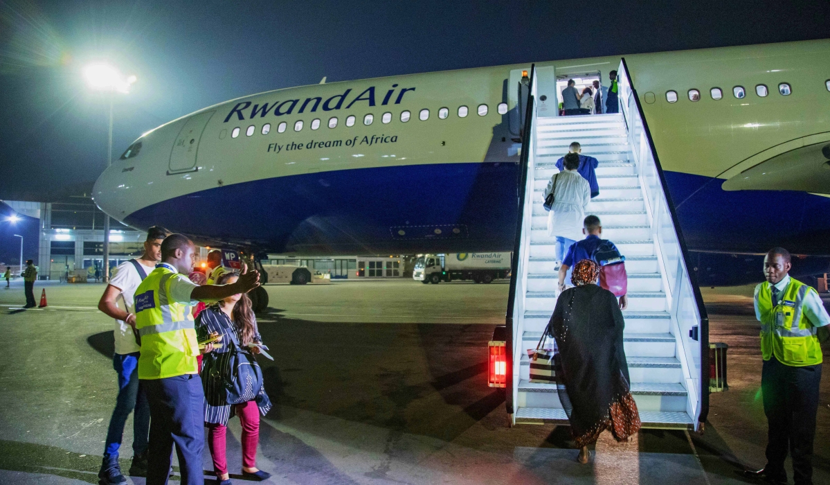 Passengers board RwandAir&#039;s plane at Kigali International Airport in 2020.Airlines could be required to provide, in advance, passenger information and name record data to Rwanda&#039;s Directorate General of Immigration and Emigration.
