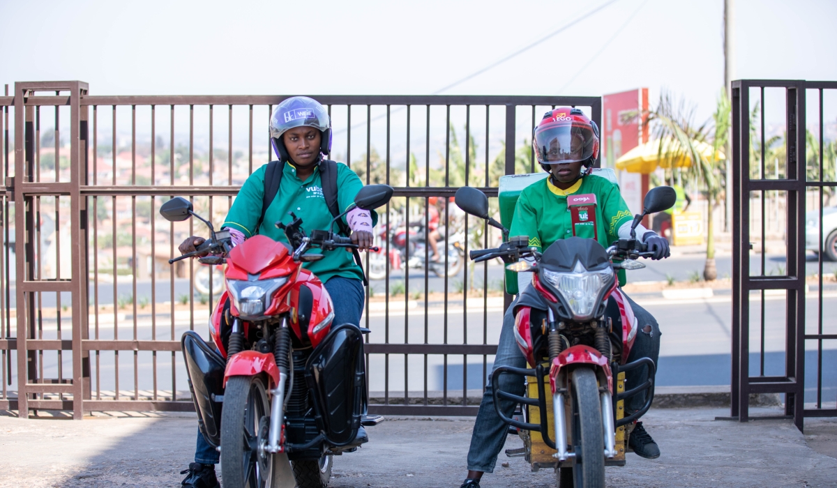 Female motorbike riders are part of the team at VubaVuba, where they efficiently deliver various items that customers have shopped online. ALL PHOTOS BY DAN GATSINZI