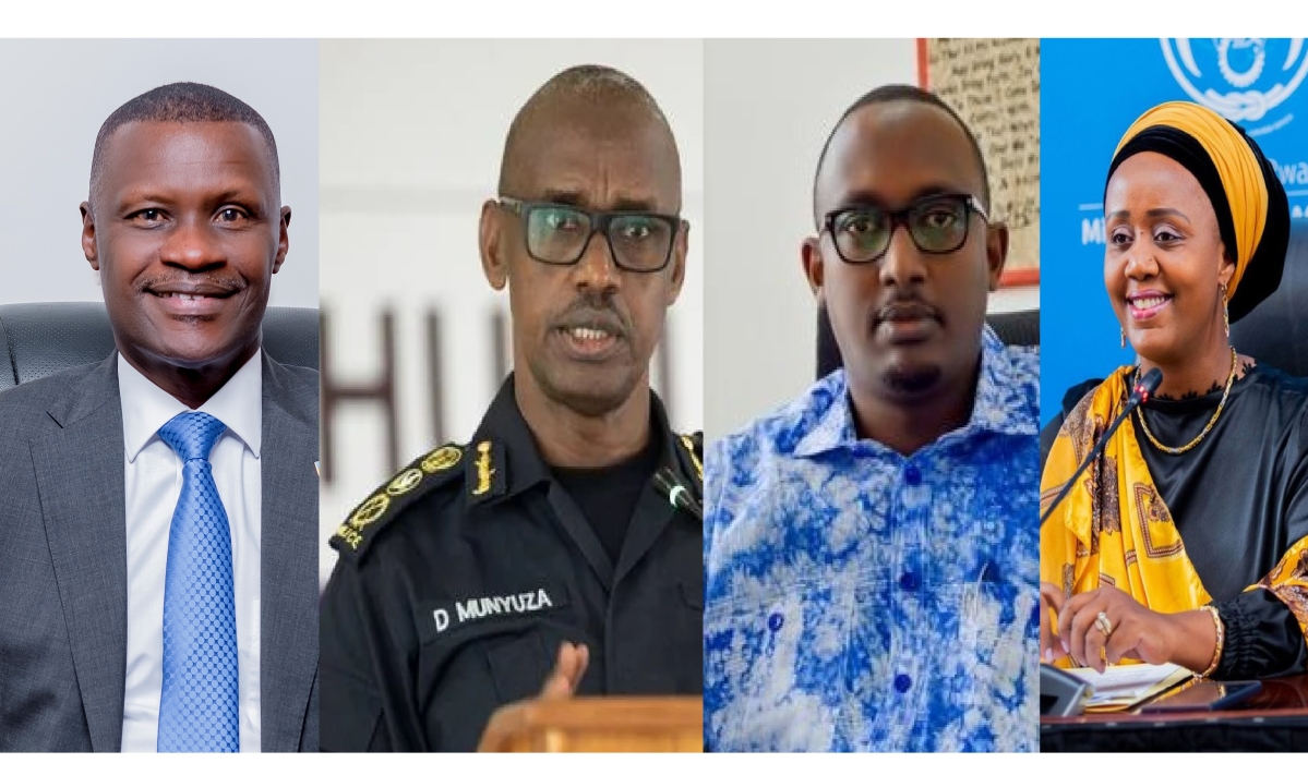 (L-R) The newly appointed envoys Charles Karamba, Dan Munyuza, Michel Sebera, and Shakila Kazimbaya Umutoni. File