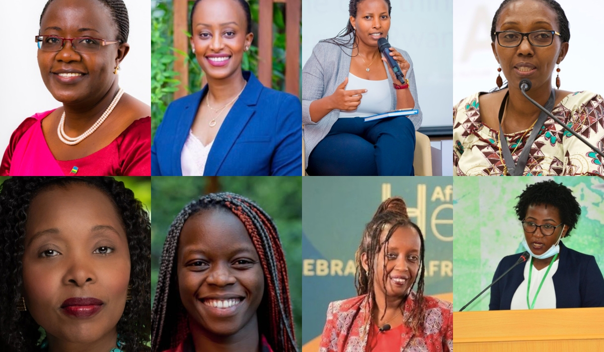 (Clockwise, top left): Jeanne d’Arc Mujawamariya, Teddy Mpinganzima Mugabo, Juliet Kabera, Coletha
Ruhamya, Aloysie Imanishimwe, Francine Munyaneza, Grace Ineza and Eliane Ubalijoro. All photos: Courtesy.