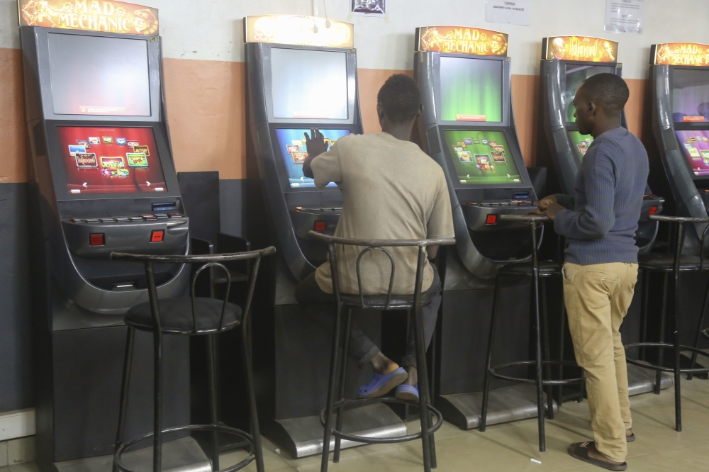 Gamblers play at one of the stations in Kigali. All photos: Craish Bahizi.