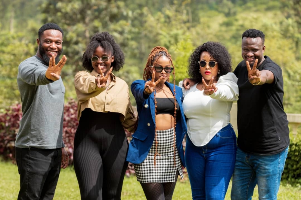 L-R Jason Nwachukwu, Belinda Uwase, Linda Montez, Jasmine Kabatega,and Theoneste Rwamukwaya the constestants representing Rwanda at The Voice Africa.