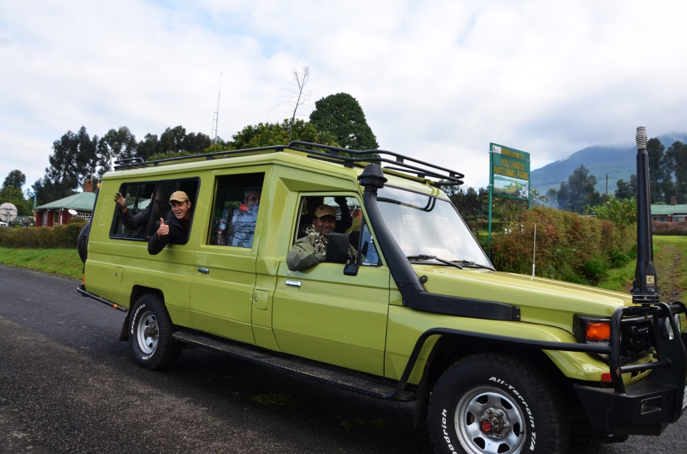 Tourists after visiting mountain gorillas in Volcanoes National Park. SAM NGENDAHIMANA