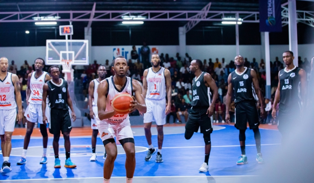 Forward Steven Hagumintwari prepares to shoot a free throw as his side beat APR BBC 67-60 during the first round of the league in February. The pair are up for a tense replay at Lycee de Kigali Gymnasium on Friday night-Dan Gatsinzi
