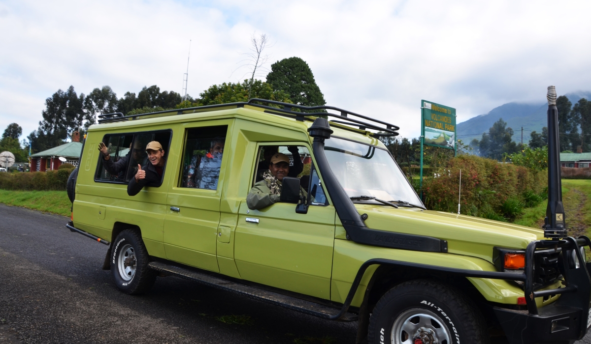 Tourists after visiting mountain gorillas in Volcanoes National Park. SAM NGENDAHIMANA