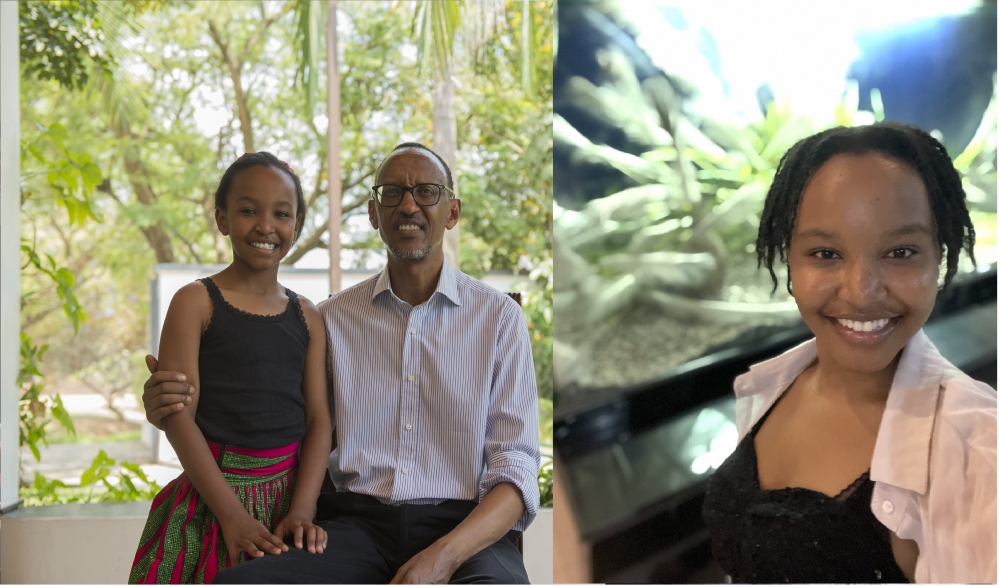 (LEFT) President Paul Kagame meets  with Wendy Waeni  at Village Urugwiro in Kigali on September 10, 2016. (RIGHT) Wendy Waeni in 2023. 