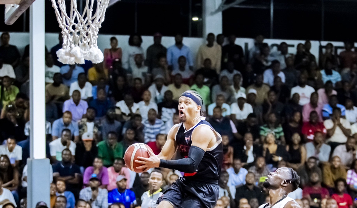 Patriots&#039; American guard Michael Dixon in action during the game as he scored game high 20 points when Patriots beat APR  87-74 in the basketball league game on Friday at Lycée de Kigali gymnasium on August 12. Courtesy 