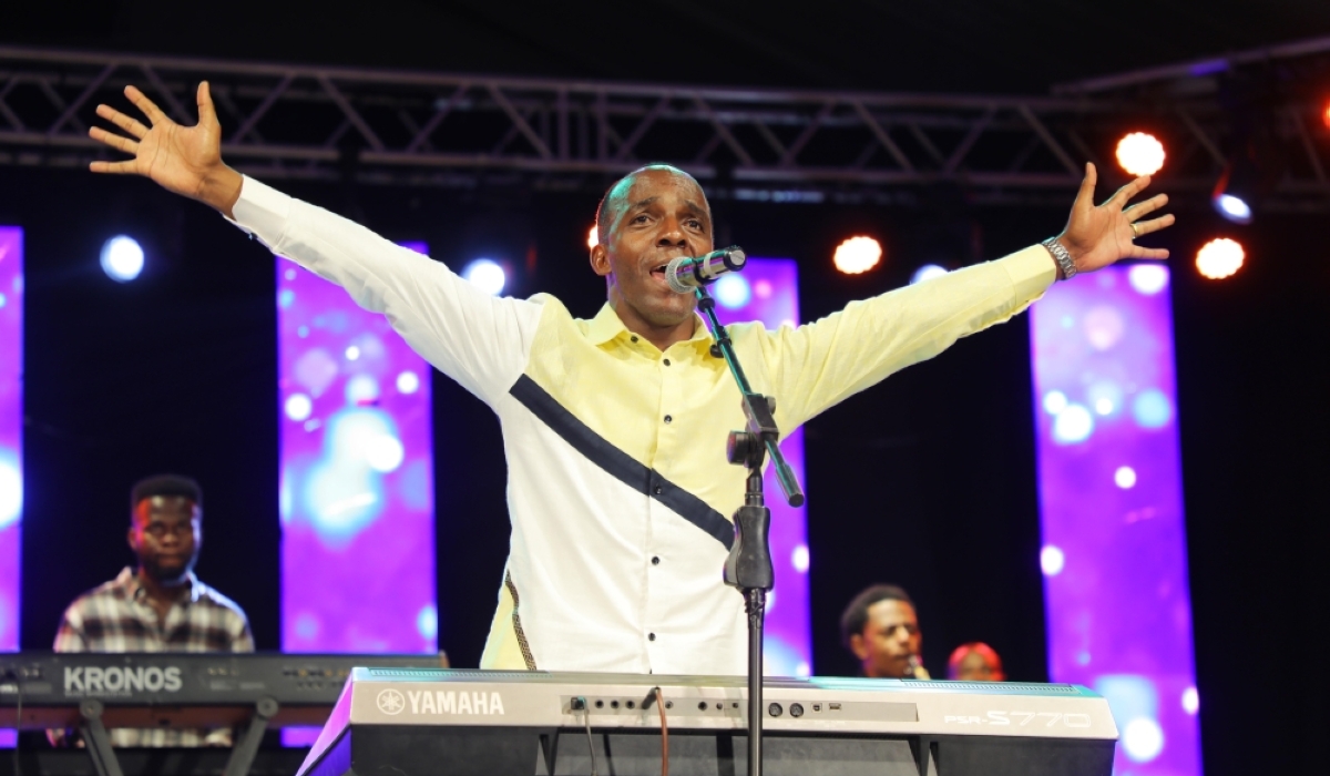 Rwandan gospel music artiste Alexis Dusabe during his performance at the Unconditional Love Concert at Kigali Conference and Exhibition village on Sunday, October 30, 2022. Dusabe&#039;s  annual gospel festival ‘Dutarame Live Concert’ was canceled on the evening the concert was scheduled for. Photo by Sam Ngendahimana