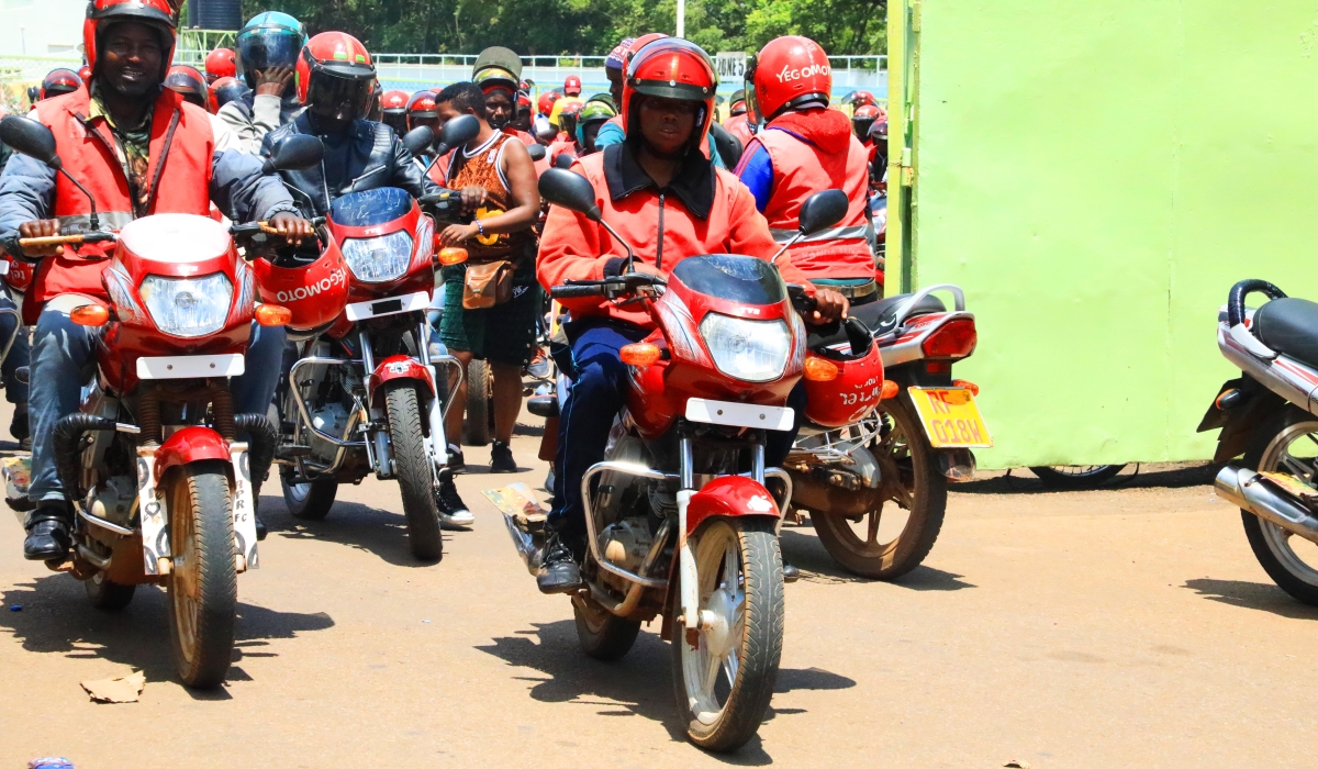 Taxi-moto operators after a meeting with RURA officials at Kigali Stadium on November 14,2022.Rwanda National Police has urged motorcyclists to have headlights at all times of the day while on the road. Craish Bahizi