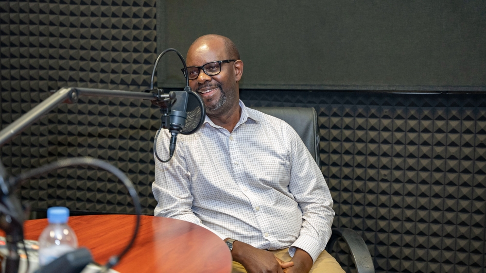 Fredrick Golooba-Mutebi, a renowned Rwandan political analyst, during the recording of this podcast.