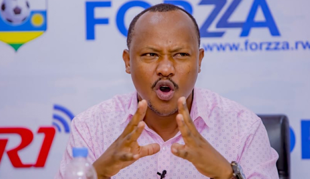 Gasogi United president Charles Nkuriza Kakooza speaks to journalists during a past press conference. Photo by  Christophe Renzaho