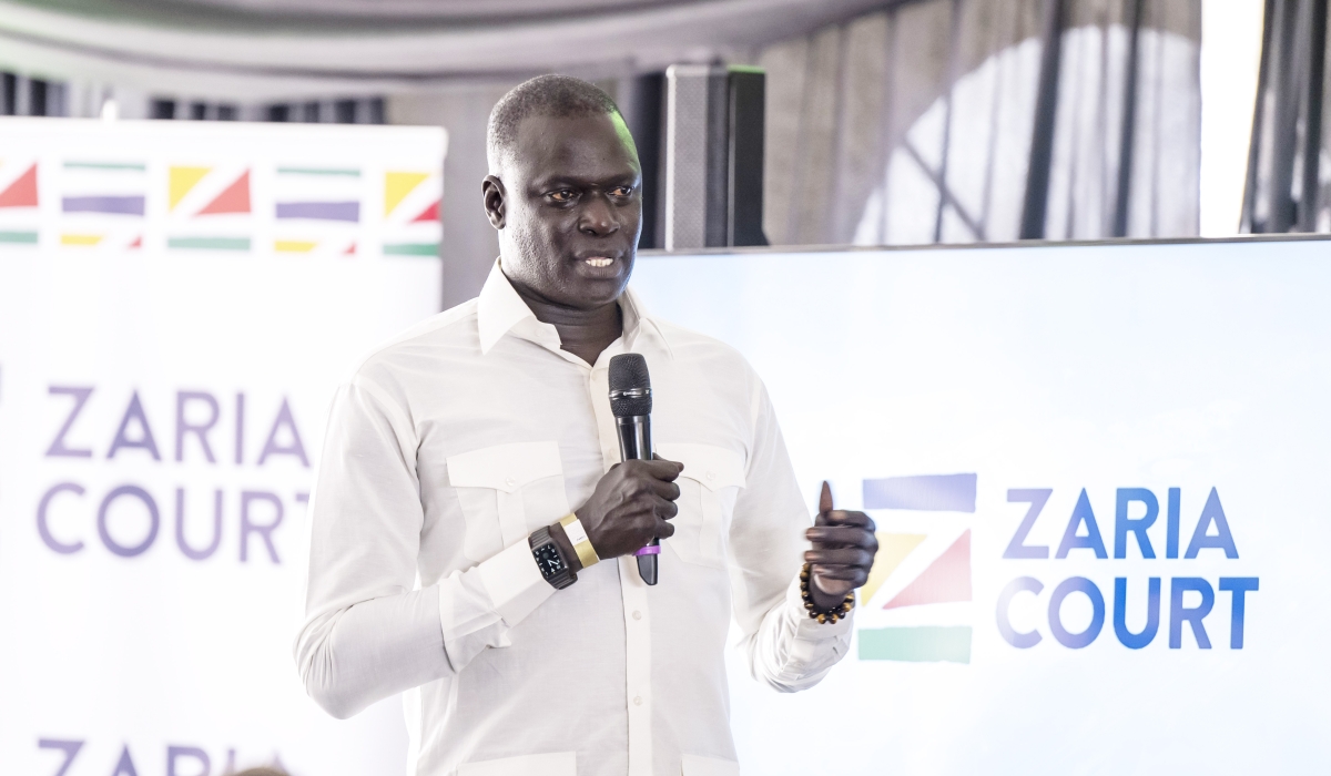 Basketball Africa League president Amadou Gallo Fall speaks during the  official groundbreaking ceremony of the “Zaria Court Kigali” in Remera, on Monday, August 14.