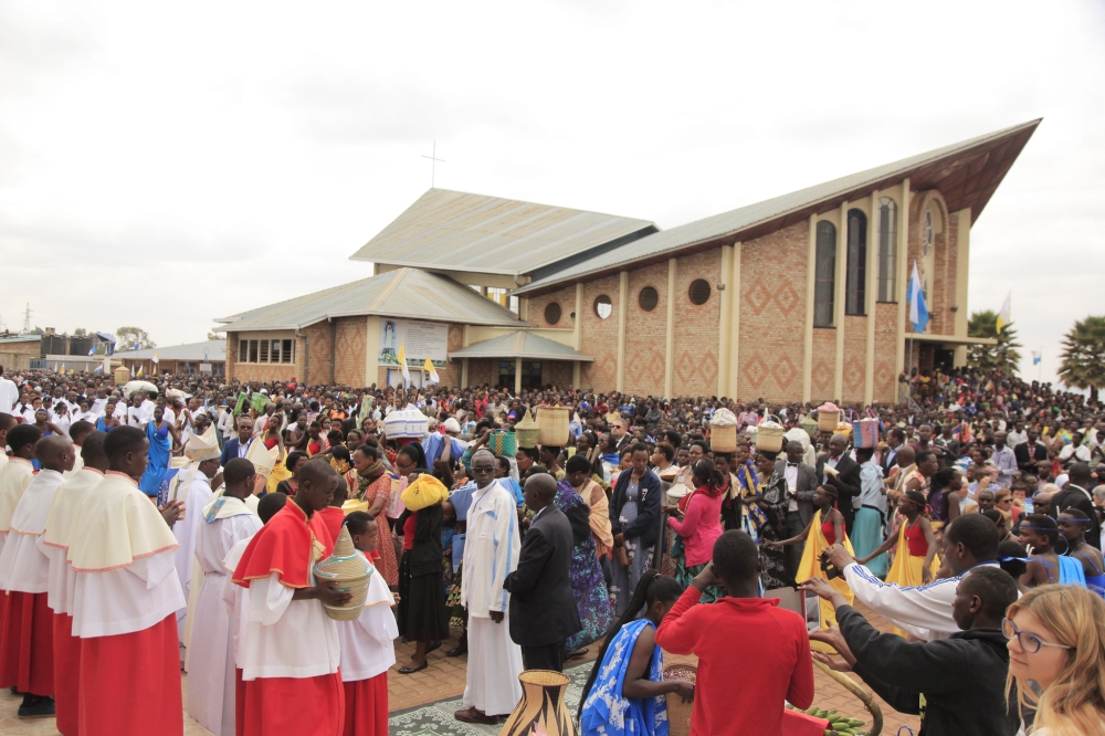 Thousands of Catholic Church believers during a mass to  celebrate Assumption Day, also known as the Feast of the Assumption at Kibeho. Photo by Sam Ngendahimana