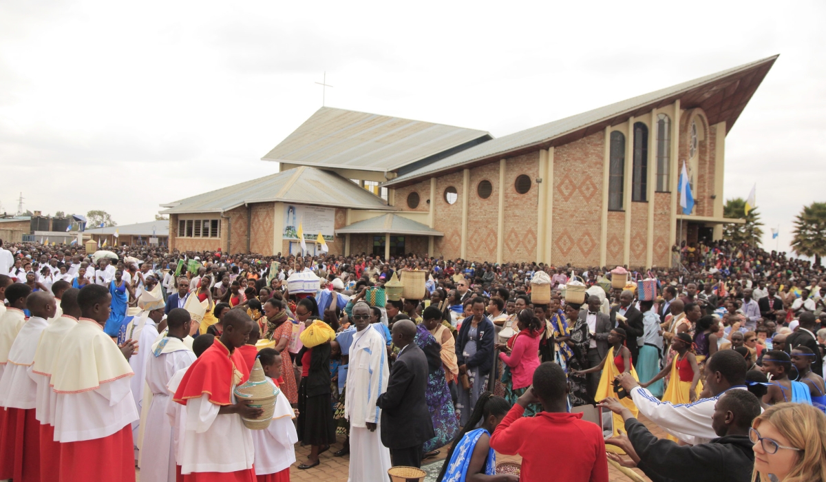 Thousands of Catholic Church believers during a mass to  celebrate Assumption Day, also known as the Feast of the Assumption at Kibeho. Photo by Sam Ngendahimana