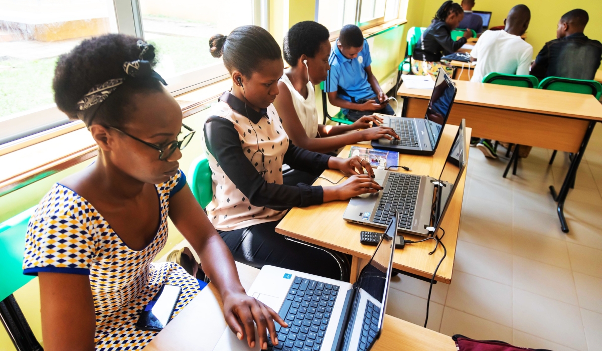 Students during  online courses  at University of Rwanda&#039;s Gikondo Campus. Rwanda comes second in Africa when it comes to signing up for online business courses. Photo by Craish Bahizi