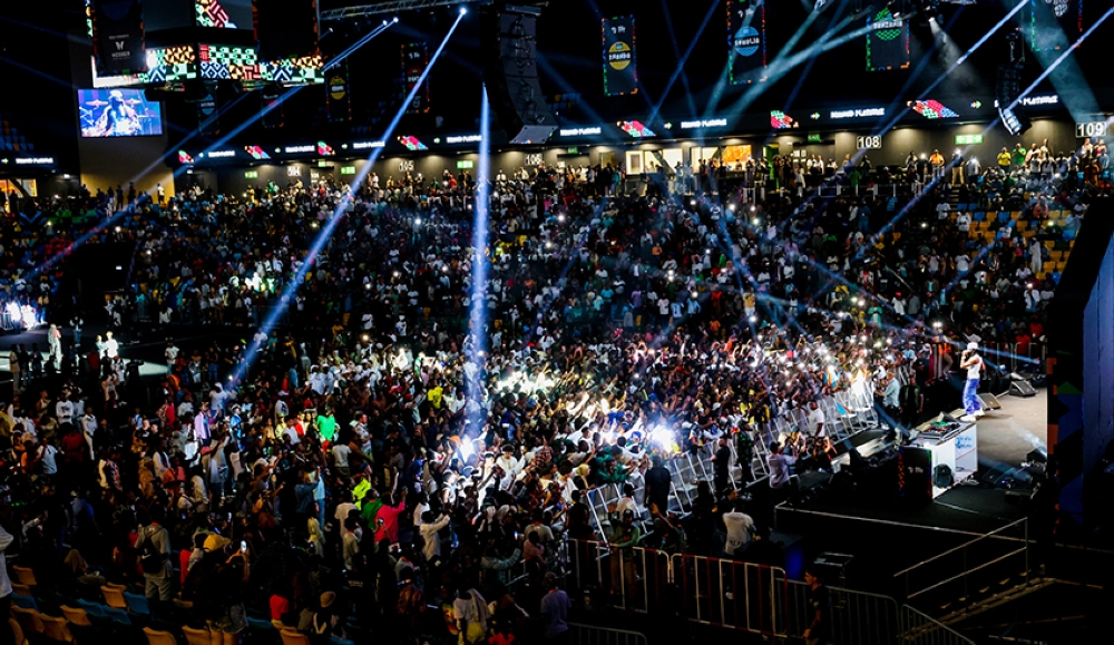 Thousands of revelers enjoy Diamond Platnumz&#039;s performance during the opening ceremony of Giants of Africa Festival 2023 in Kigali on Sunday, August 13. Photo by Olivier Mugwiza